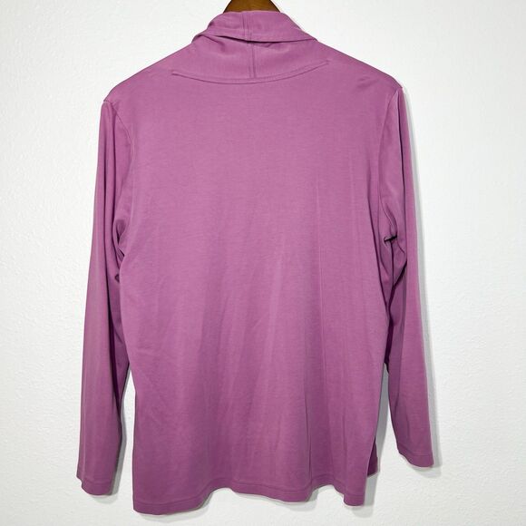 LL Bean Cardigan Womens XL Purple Knit Open Front Supima Cotton Layering Outdoor - Picture 4 of 7